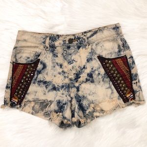 BDG Distressed Acid Wash Midrise Boho Jean Shorts